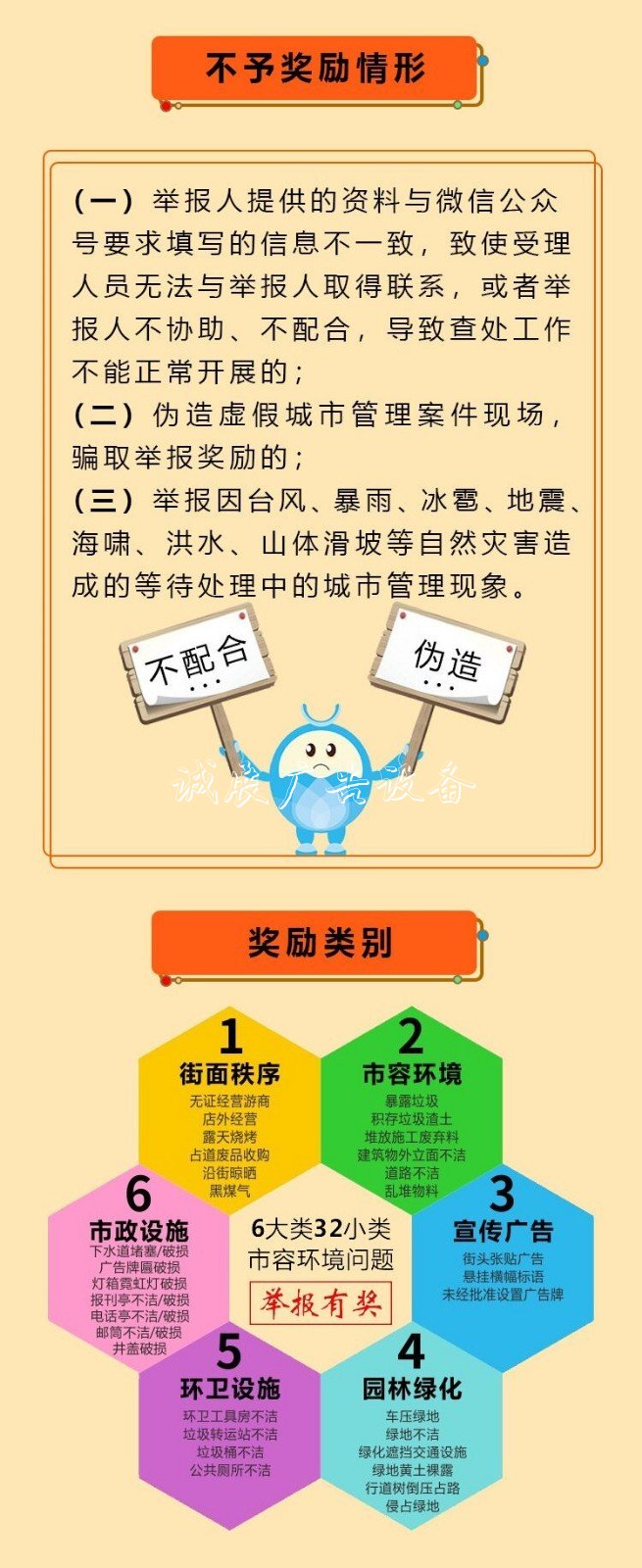 舉報亂貼小廣告、垃路燈燈箱圾桶破損等現(xiàn)象，獎勵2