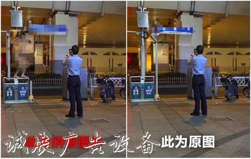 上海市中心一男子赤身裸體指路牌燈箱跨騎路牌拍照，刑拘！警方正告