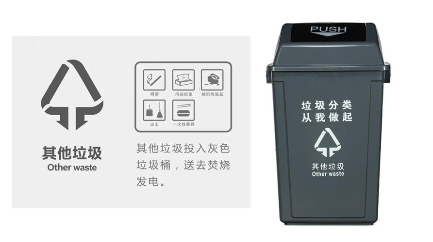 垃圾桶的分類四種標(biāo)志顏色